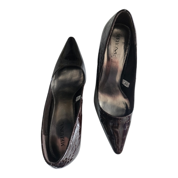 Merona Brown Heels with High Stiletto Heel and Pointed Toe - Picture 3 of 6